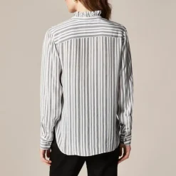 Jules ruffle-collar shirt in striped crepe de chine