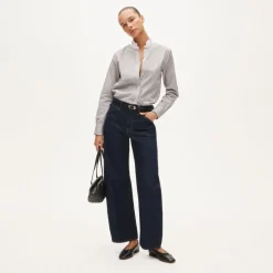 Jules ruffle-collar shirt in striped cotton poplin