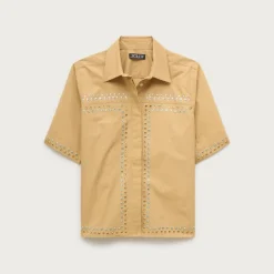 Jules short-sleeve shirt in cotton poplin with embellishments