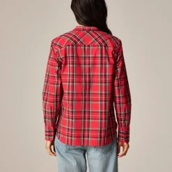 Jules tuxedo shirt in tartan cotton poplin