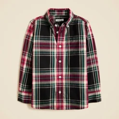 Kids' cotton poplin button-down in tartan