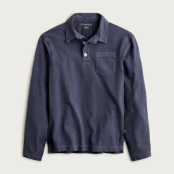 Kids' garment-dyed long-sleeve polo shirt in broken-in-jersey