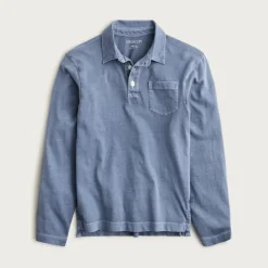 Kids' garment-dyed long-sleeve polo shirt in broken-in-jersey