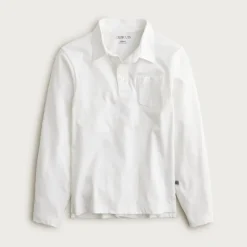 Kids' garment-dyed long-sleeve polo shirt in broken-in-jersey