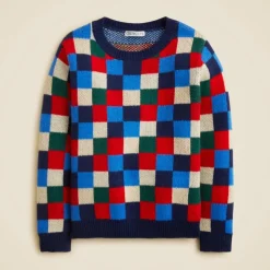Kids' geometric crewneck sweater in wool blend