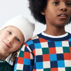 Kids' geometric crewneck sweater in wool blend