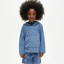 Kids' hooded pullover in towel terry