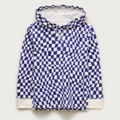 Kids' lightweight cotton hoodie in checkerboard