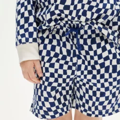 Kids' lightweight cotton pull-on short in checkerboard