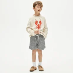 Kids' linen-blend pull-on short in gingham