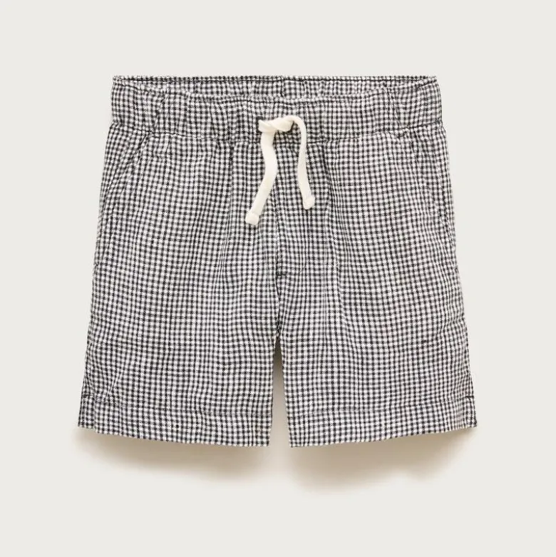 Kids' linen-blend pull-on short in gingham