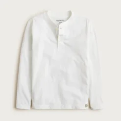 Kids' long-sleeve garment-dyed henley T-shirt in broken-in-jersey