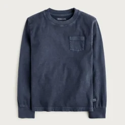 Kids' long-sleeve garment-dyed pocket T-shirt in broken-in-jersey