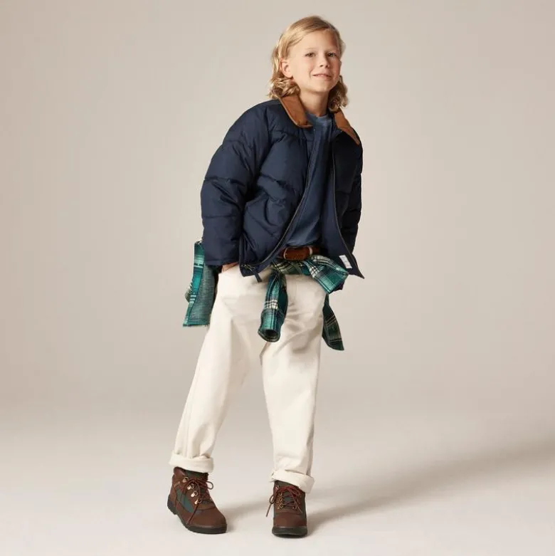 Kids' long-sleeve garment-dyed pocket T-shirt in broken-in-jersey