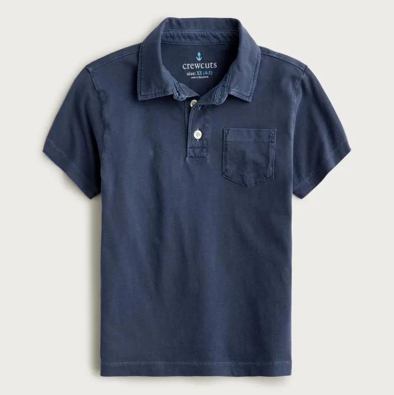 Kids' new short-sleeve garment-dyed polo shirt