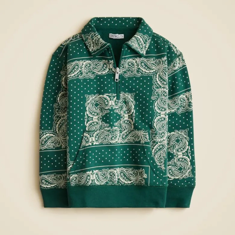 Kids' quarter-zip pullover in terry