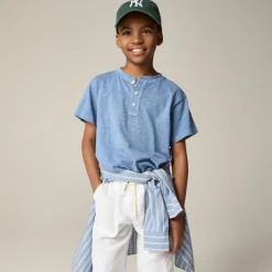 Kids' short-sleeve garment-dyed henley