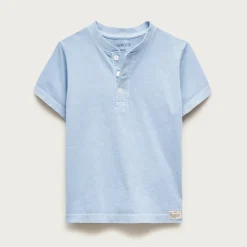 Kids' short-sleeve garment-dyed henley
