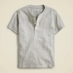 Kids' short-sleeve henley in heather