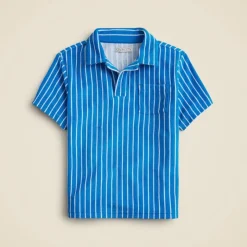 Kids' short-sleeve johnny-collar shirt in towel terry
