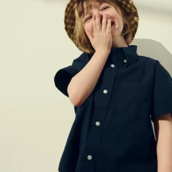 Kids' short-sleeve stretch poplin button-down