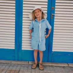 Kids' side-stripe pull-on short in towel terry