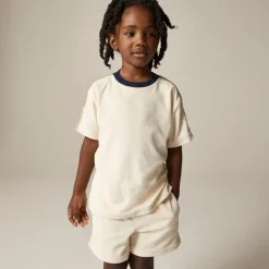 Kids' side-stripe T-shirt in towel terry