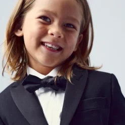 Kids' silk bow tie in black