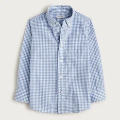 Kids' stretch poplin button-down in gingham