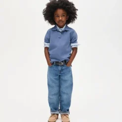 Kids' washed piqué polo shirt