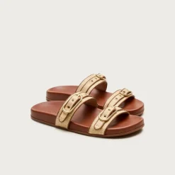 Kira buckle sandals in faux raffia