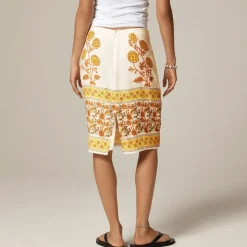 Knee-length skirt in sunset rose block print