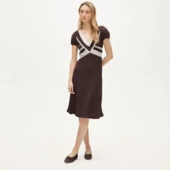 Lace dress in viscose twill