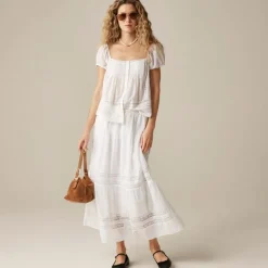 Lace-trim pintuck skirt
