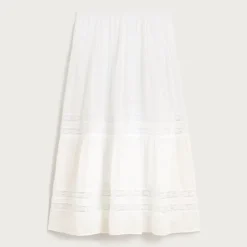 Lace-trim pintuck skirt