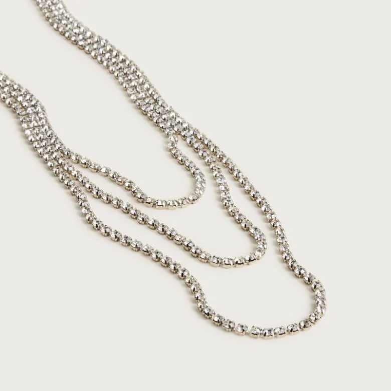 Layered crystal necklace