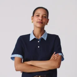 Layered polo shirt in mariner cotton