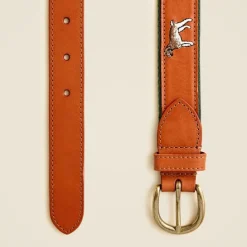 Leather belt with embroidered dogs