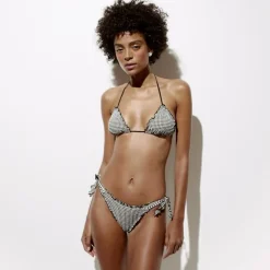 Lettuce-trim bikini bottom in gingham
