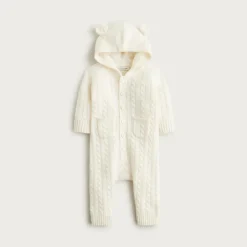 Limited-edition baby cashmere cable-knit bear one-piece