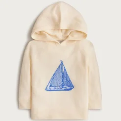 Limited-edition baby cashmere sailboat hooded sweater
