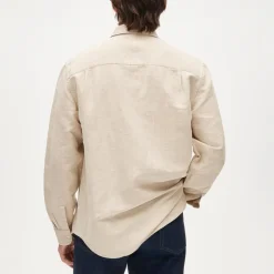 Linen-cotton blend twill shirt