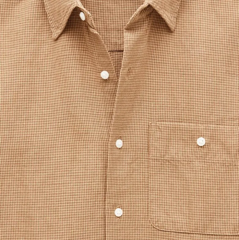 Linen-cotton blend twill shirt