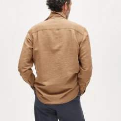 Linen-cotton blend twill shirt