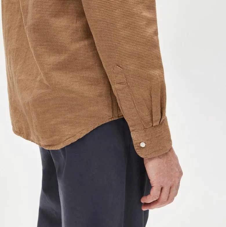Linen-cotton blend twill shirt