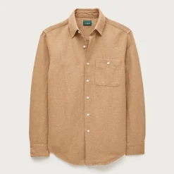 Linen-cotton blend twill shirt