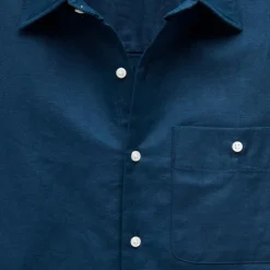 Linen-cotton blend twill shirt