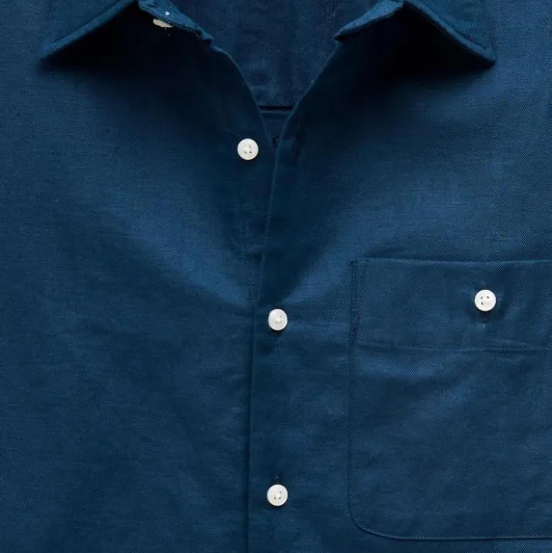 Linen-cotton blend twill shirt