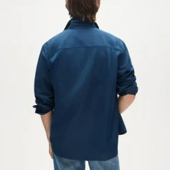 Linen-cotton blend twill shirt
