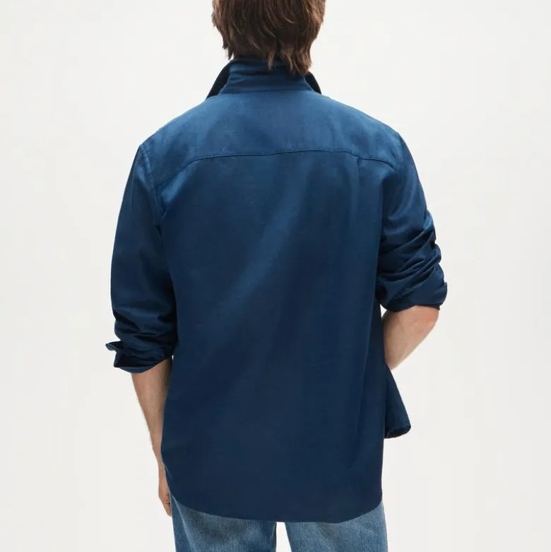 Linen-cotton blend twill shirt